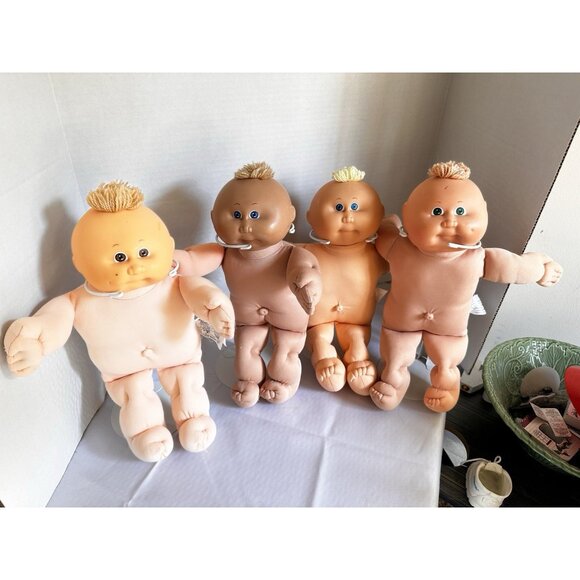 Vtg Cabbage Patch Kids Preemie Baby Dolls Lot Of 4 Has Flaws Needs TLC Paci READ - Picture 1 of 16